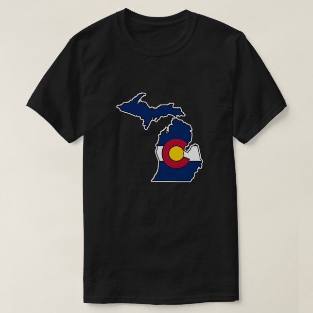 Michigan-konturen Colorado flagga Passande T Shirt (Design framsida)