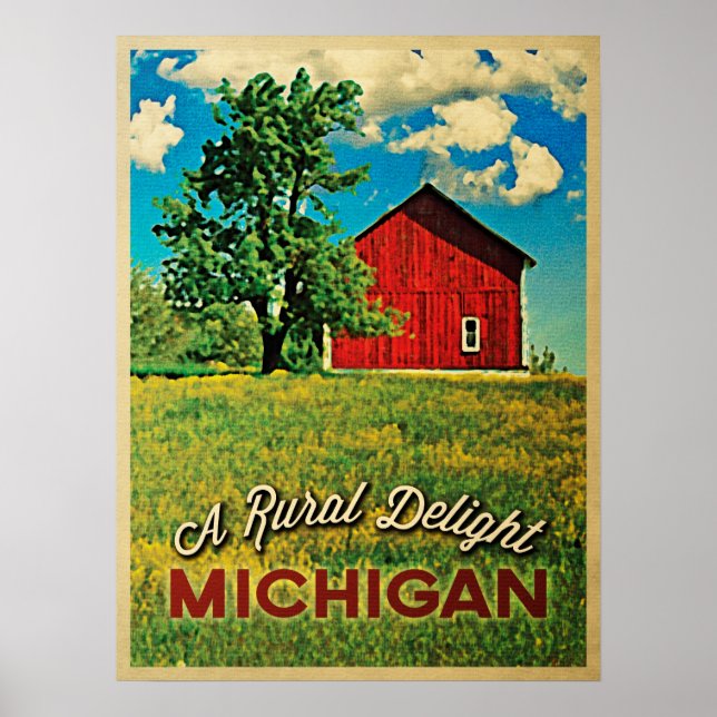 Michigan Land Red Barn Poster (Framsidan)