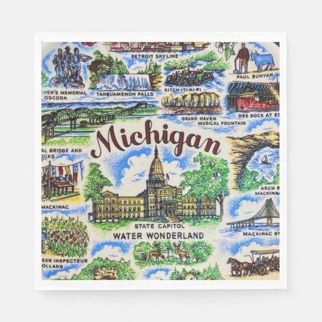 Michigan Landmärken Party  Pappersservett (Framsidan)