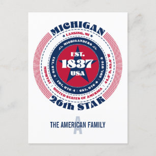 Michigan, Lansing, MI, Patriotic, Monogram Vykort