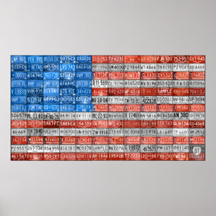 Michigan License Plate Flagga Art Print Two Poster