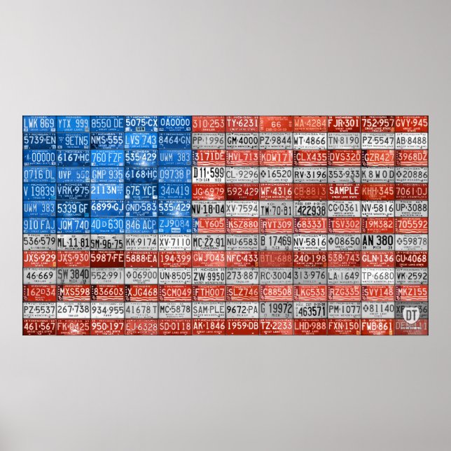 Michigan License Plate Flagga Art Print Two Poster (Framsidan)