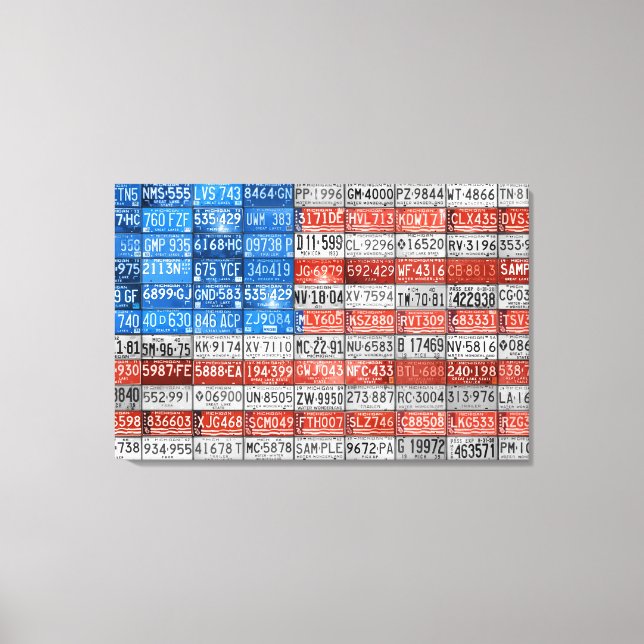 Michigan License Plate Flagga of USA Wrapped Canva Canvastryck (Framsida)