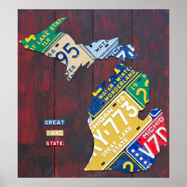 Michigan License Plate Karta 2017 Poster (Framsidan)