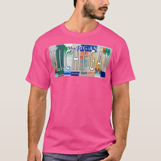 Michigan License Tallrikar T Shirt (Framsida)