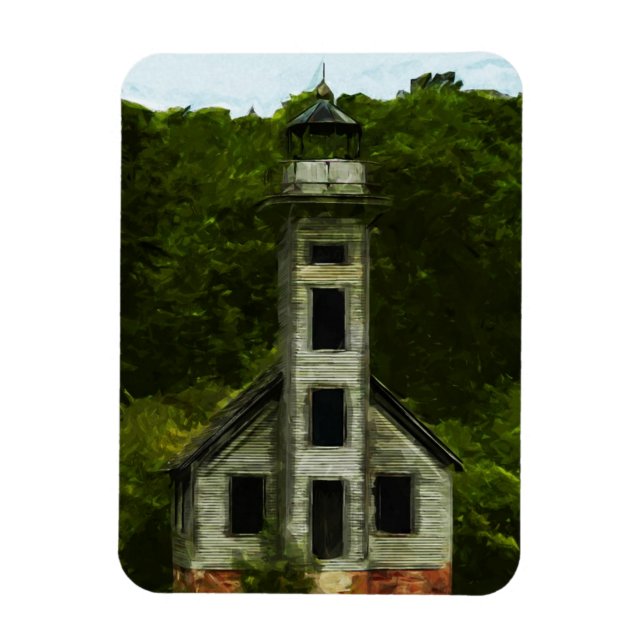 Michigan Lighthouse Abstrakt Impressionism Magnet (Vertikal)