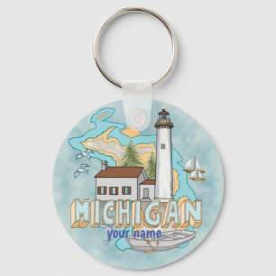 Michigan Lighthouse-nyckelkedja Nyckelring