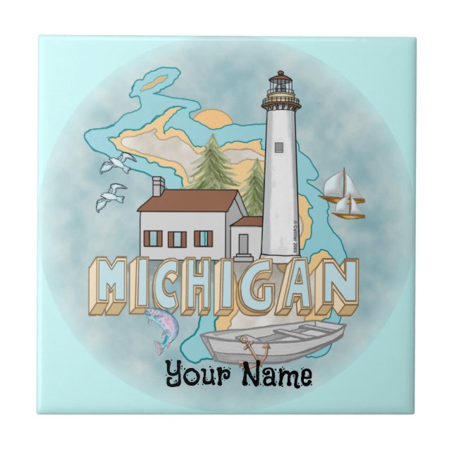 Michigan Lighthouse-panel Kakelplatta (Framsidan)