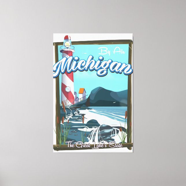 Michigan Lighthouse-reseaffisch! Canvastryck (Framsida)