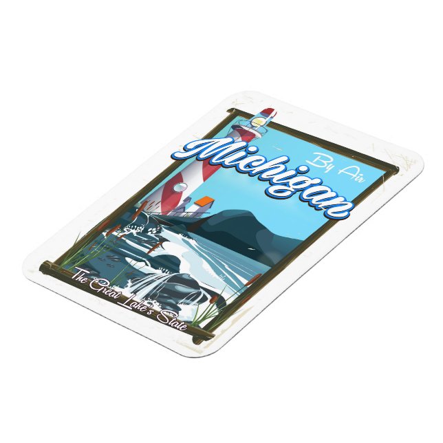 Michigan Lighthouse-reseaffisch! Magnet (Vänstra Sidan)