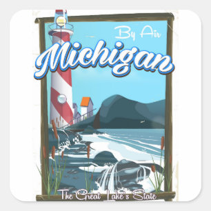 Michigan Lighthouse-resemalj!. Fyrkantigt Klistermärke