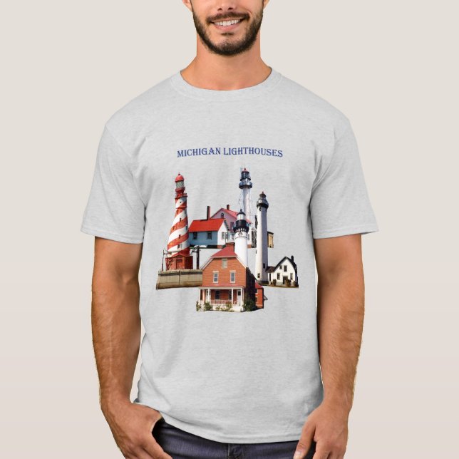 Michigan Lighthouse-skjortljus T Shirt (Framsida)