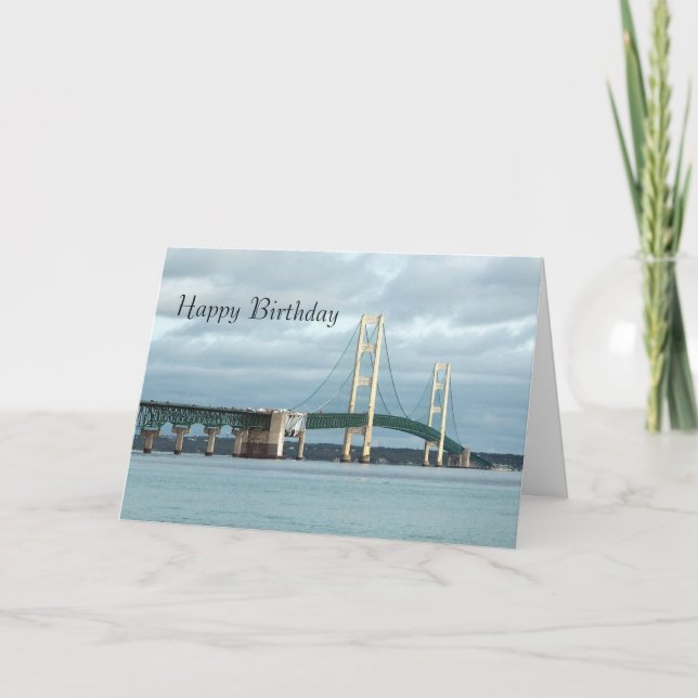 Michigan Mackinac Bridge Photo Birthday Kort (Framsida)