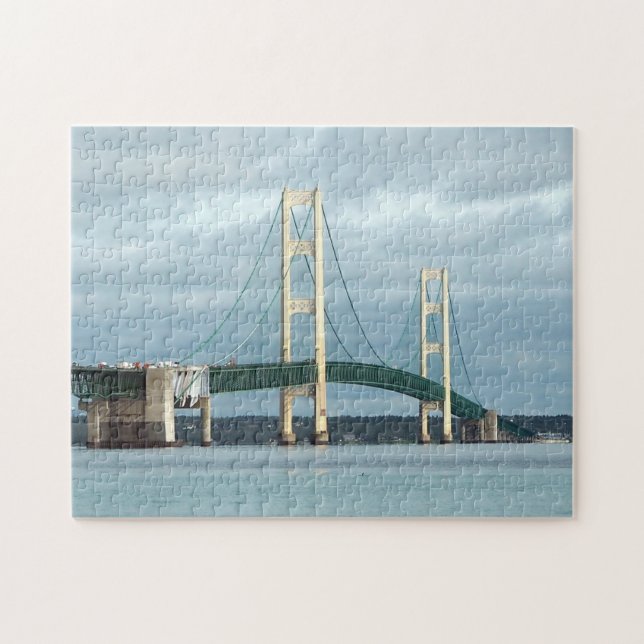 Michigan Mackinac Bridge Photo Pussel (Horisontell)