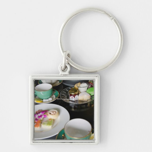 Michigan, Mackinac Island. Grand Hotel Fyrkantig Silverfärgad Nyckelring (Framsidan)