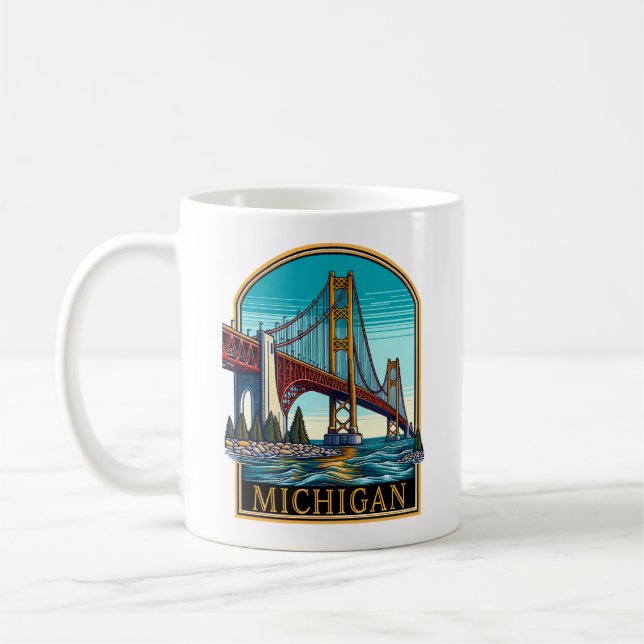 Michigan Mackinaw Bridge Kaffemugg (Vänster)