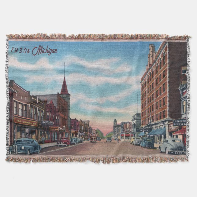 Michigan Main Street Throw Blanket Filt (Framsidan)