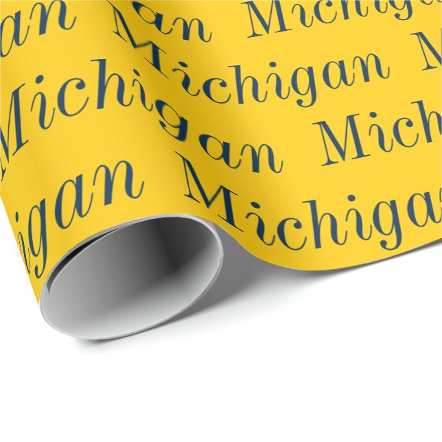 Michigan Maize och Blått Inpackningspapper Presentpapper (Rullad Hörn)