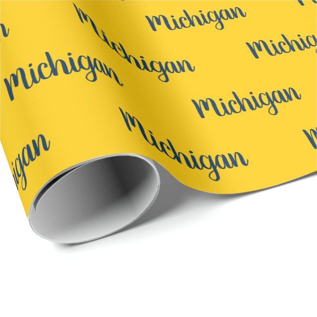 Michigan Maize och Blått Inpackningspapper Presentpapper (Rullad Hörn)