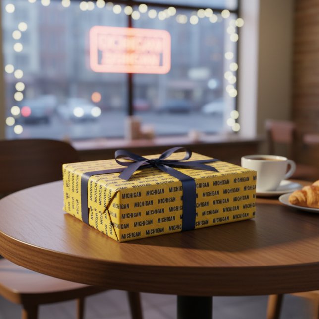 Michigan Maize och Blue Wrapping Papper Presentpapper (Michigan Maize and Blue Wrapping Paper)