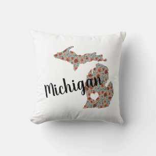 Michigan med Blommönstret Kudde