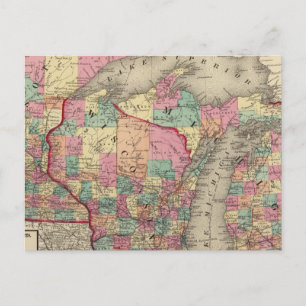 Michigan, Minnesota och Wisconsin Vykort