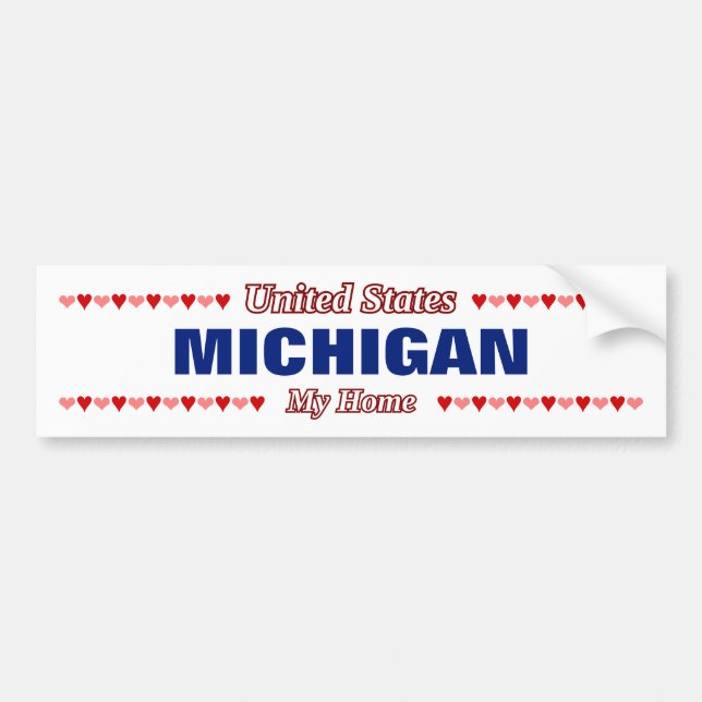 MICHIGAN - Mitt hem - Förenade Stater.Hjärtan Bildekal (Framsidan)