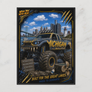 Michigan Monster Truck Terräng Konst Vykort