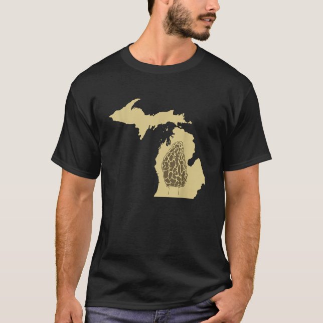 Michigan Morel Mushroom Hunting T Shirt (Framsida)