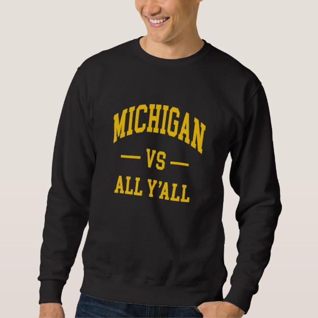 Michigan mot alla Y - Throwback Design - Classic Lång Ärmad Tröja (Framsida)