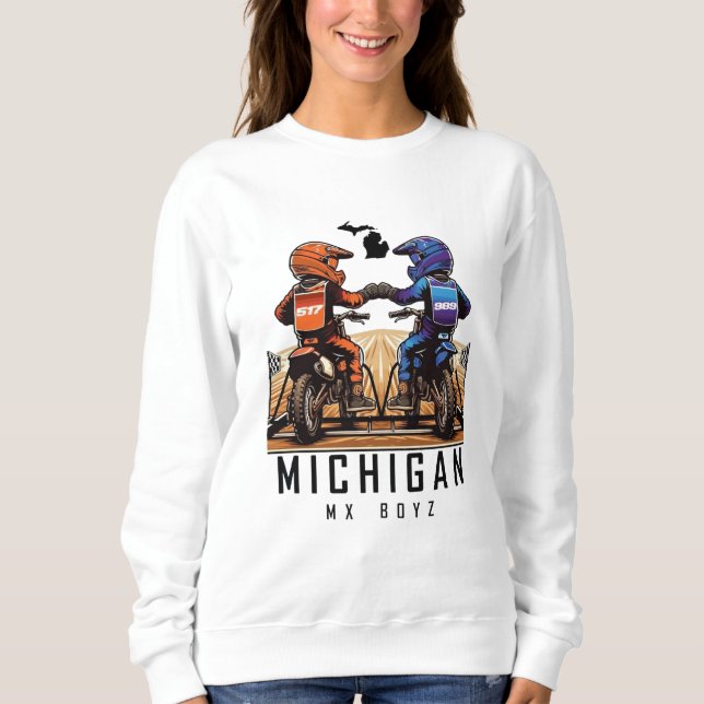 Michigan MX Boyz White Crew T Shirt (Framsida)