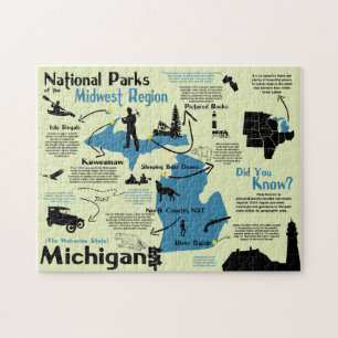 Michigan National Parker Infographic Karta Pussel
