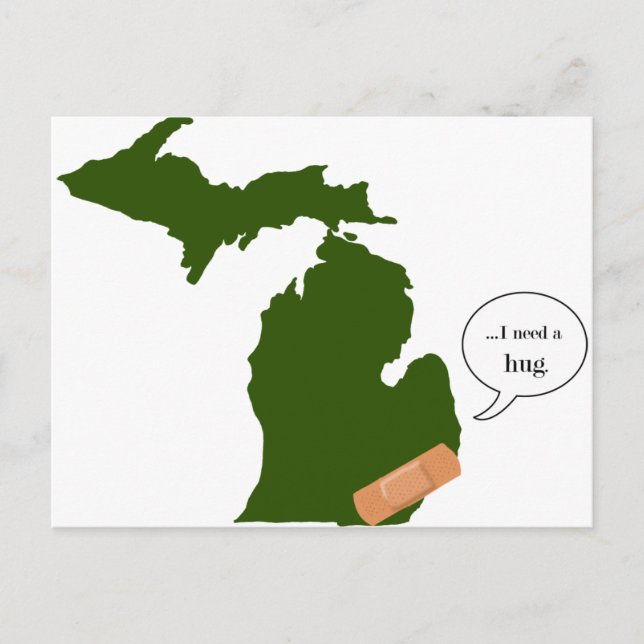 Michigan Needs a Hug Vykort (Framsida)