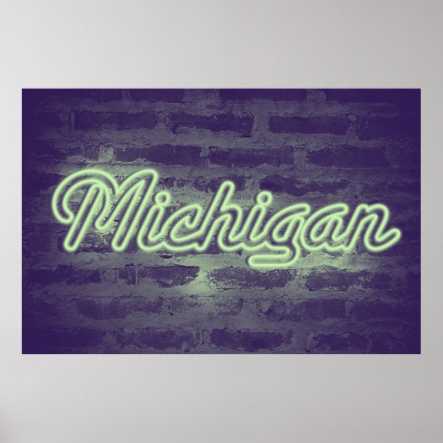 "Michigan" Neon Light Sign - Mint Choc Poster (Framsidan)