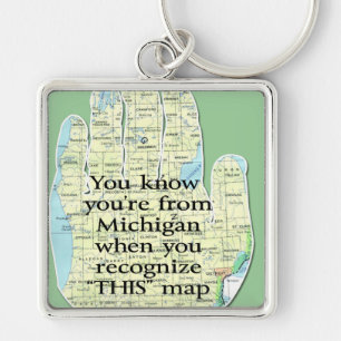 Michigan Nyckelrings Fyrkantig Silverfärgad Nyckelring