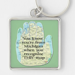 Michigan Nyckelrings Fyrkantig Silverfärgad Nyckelring