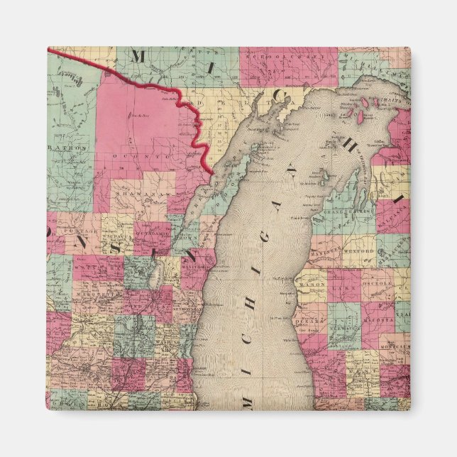 Michigan och Wisconsin Magnet (Framsidan)