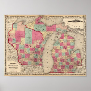 Michigan och Wisconsin Poster