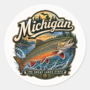 Michigan Öring Stora sjöarna Runt Klistermärke