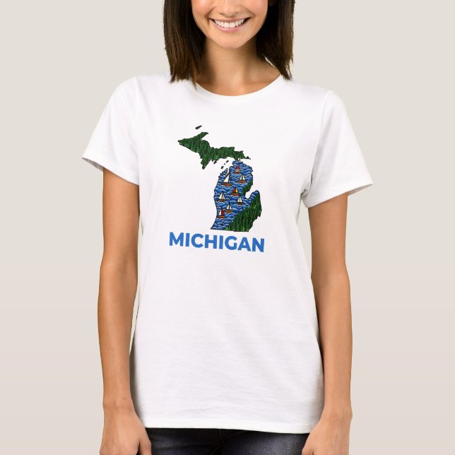 Michigan Outline Tattoo Style  T Shirt (Framsida)