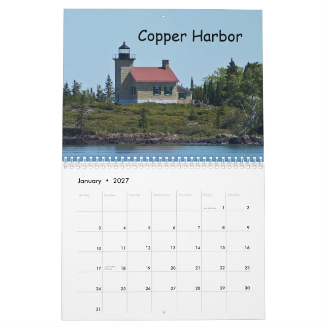 Michigan övrepeninsulafyrar kalender (Jan 2027)