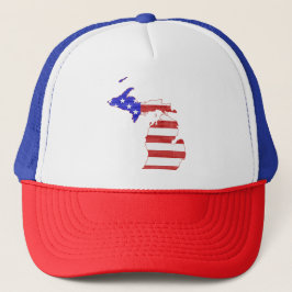 Michigan Patriotic State Shaped American Flagga Keps