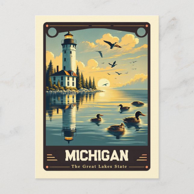 Michigan | Patriotisk anda vintage Vykort (Framsida)