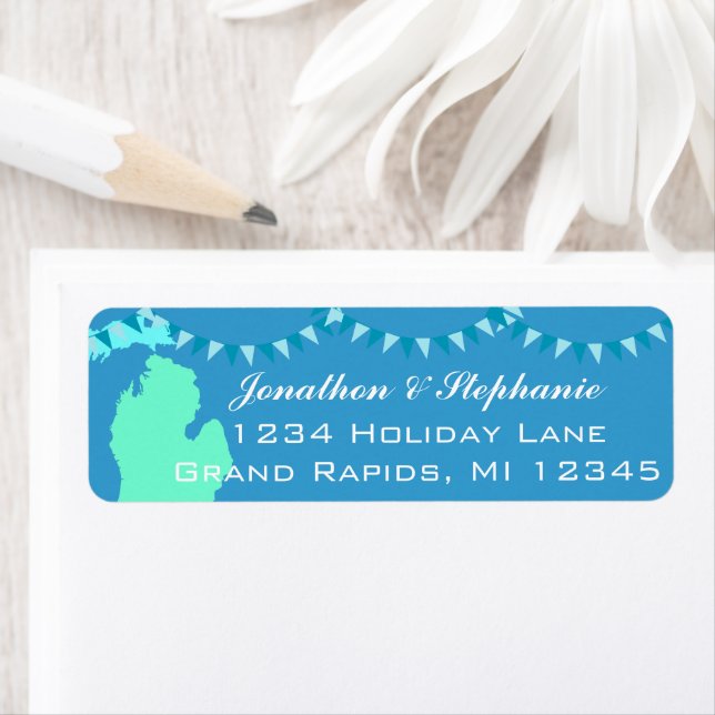 Michigan Pendant Karta i Michigan-rebellerna Returadress Etikett (Insitu)