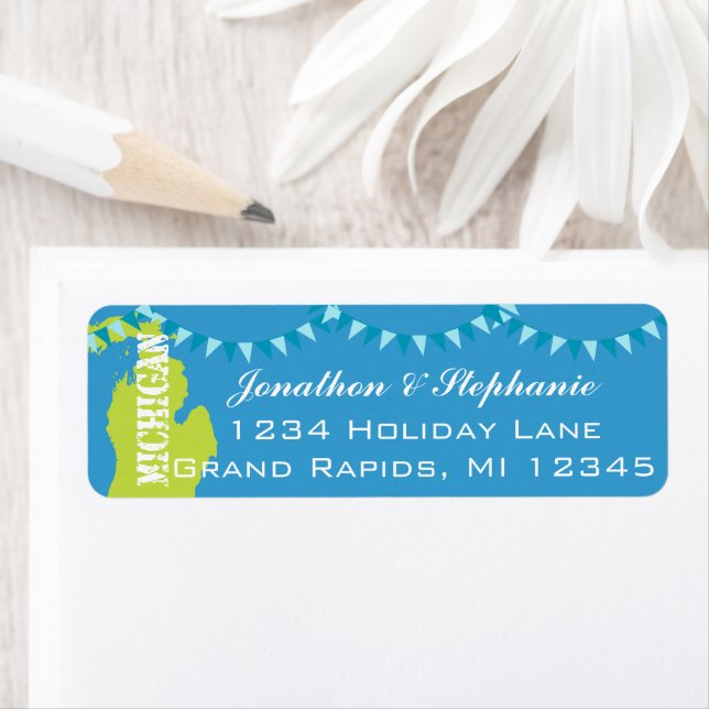 Michigan Pendant Karta i Michigan-rebellerna Returadress Etikett (Insitu)