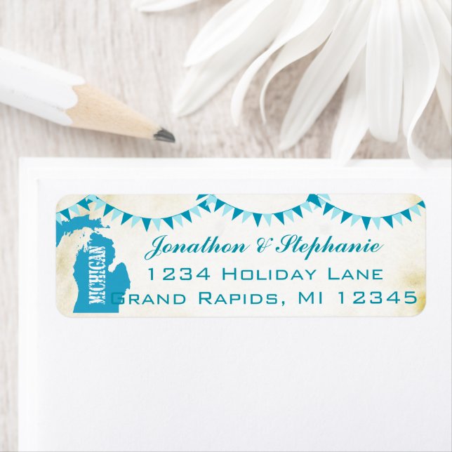 Michigan Pendant Karta i Michigan-rebellerna Returadress Etikett (Insitu)