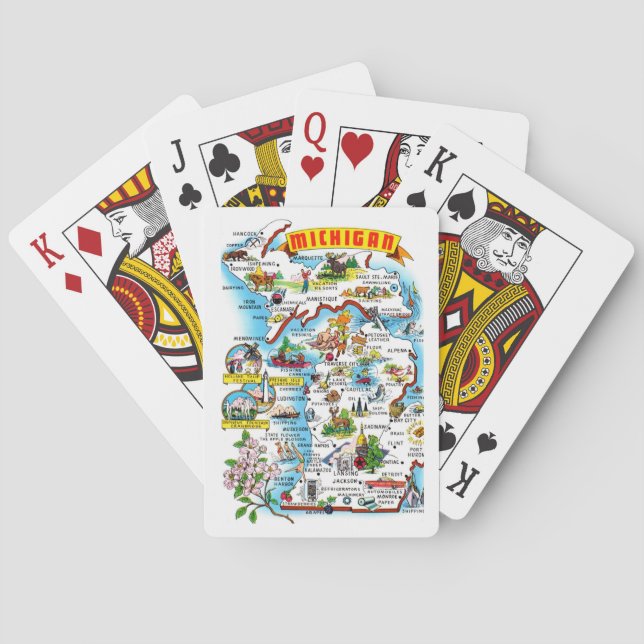 Michigan Postcard Map Playing Cards Casinokort (Baksidan)