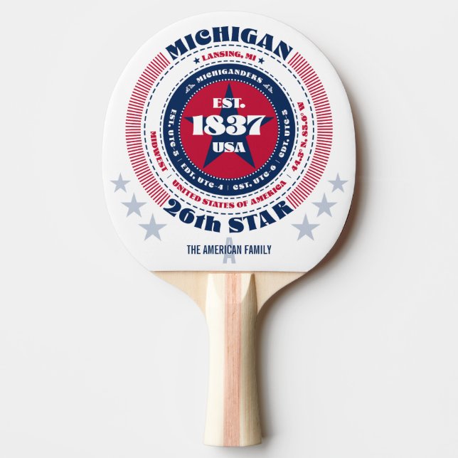 Michigan Pride Circular Typography Monogram Pingisracket (Framsidan)