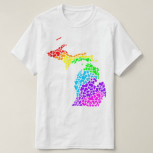 michigan pride: regnbågehjärtor t shirt