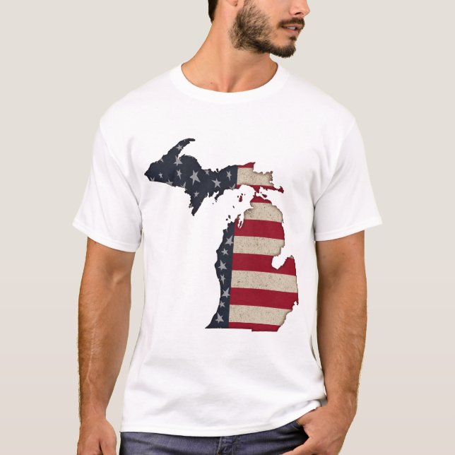 Michigan Proud | Amerikanska Stars och stripes T Shirt (Framsida)